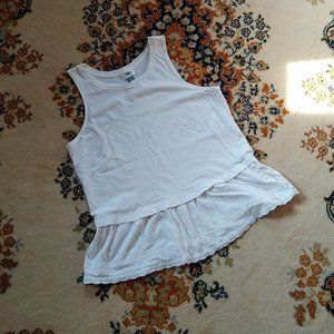 White Peplum Tank With Lace